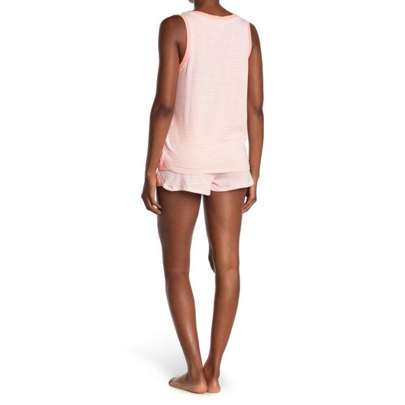 Splendid Womens Peach Striped Sleeveless PJS Tank Shortie pajama Sets Sz M NWT - Picture 2 of 9